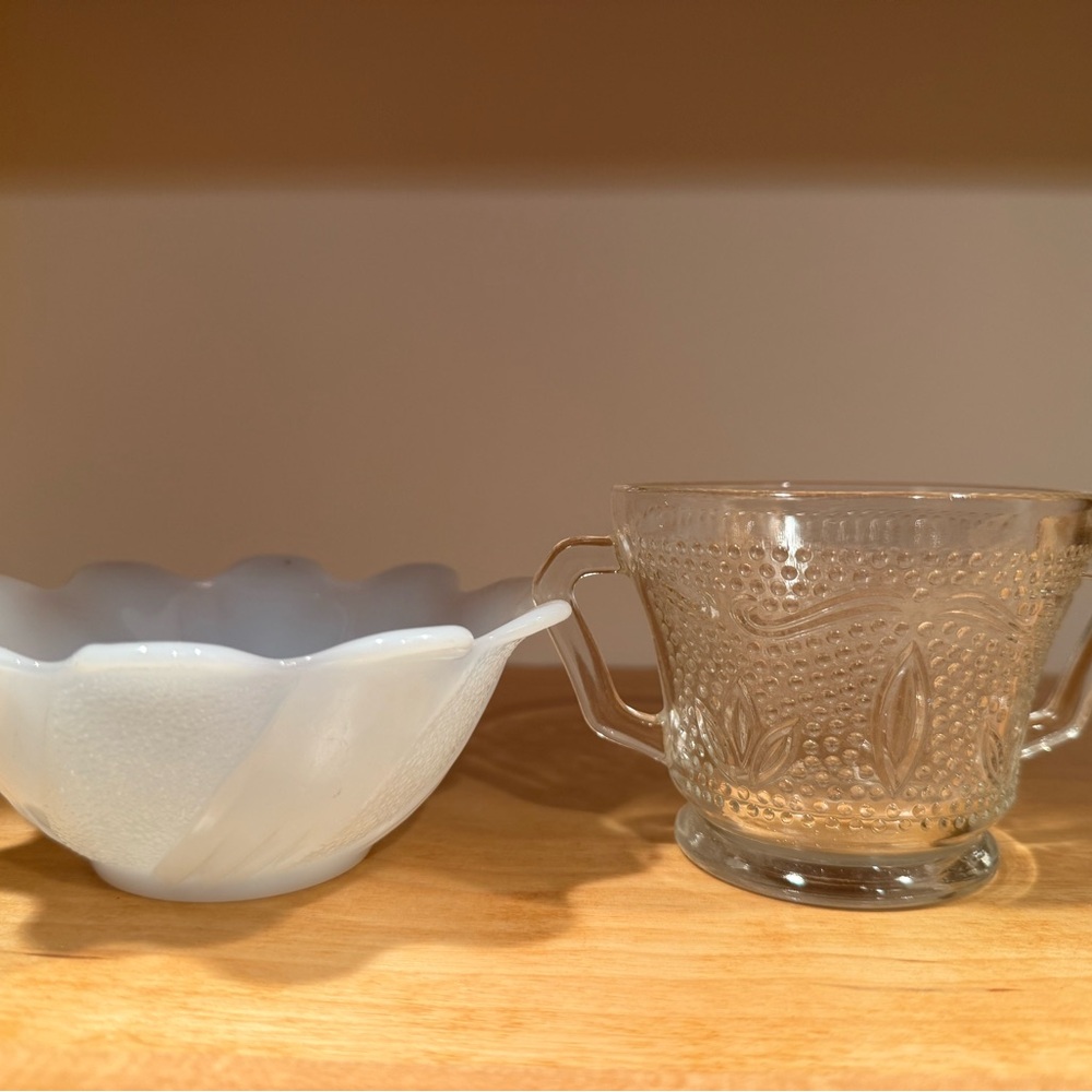 Vintage Glass and anchor hocking Glass Dish Set